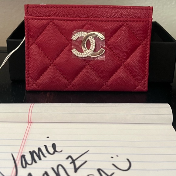 NOT AVAILABLE BNIB CHANEL RED FLAT CARD HOLDER - Picture 1 of 7